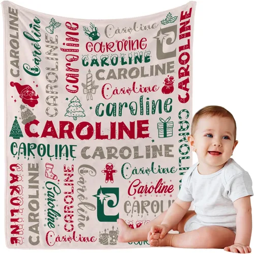 Miniatura 10 de Manta de bebé personalizada con nombre, manta personalizada con nombre floral para niñas pequeñas, mantas de franela suave, regalo conmemorativo 01
