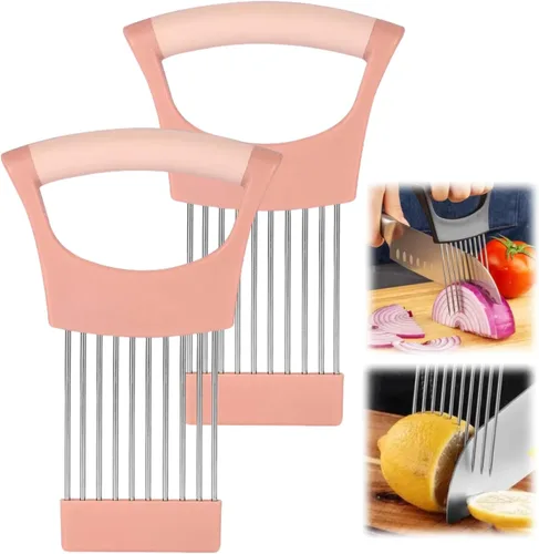Miniatura 15 de Soporte para rebanar cebollas, nuevo soporte de acero inoxidable 2024 para cortar, herramienta auxiliar de picadora, cortador para carne, cebolla