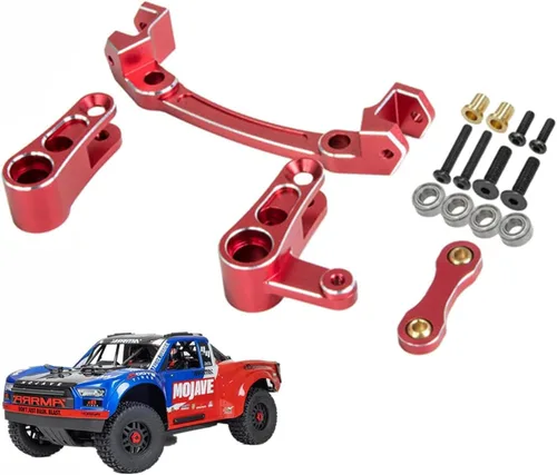 Miniatura 9 de Asamblea de dirección de aluminio Bellcrank para Arrma 1/8 Mojave 4S 4X4 BLX RC Actualizaciones de Coche Partes, Reemplazar # ARA340200 (Rojo)