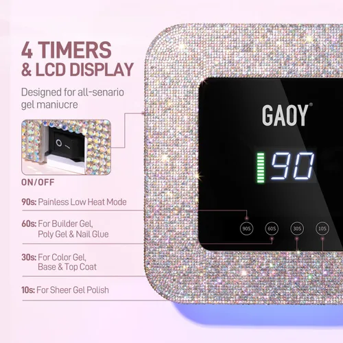 Miniatura 3 de GAOY Lámpara de uñas LED UV inalámbrica para uñas de gel, luz UV recargable, secadora de uñas profesional con 4 temporizadores, sensor automático