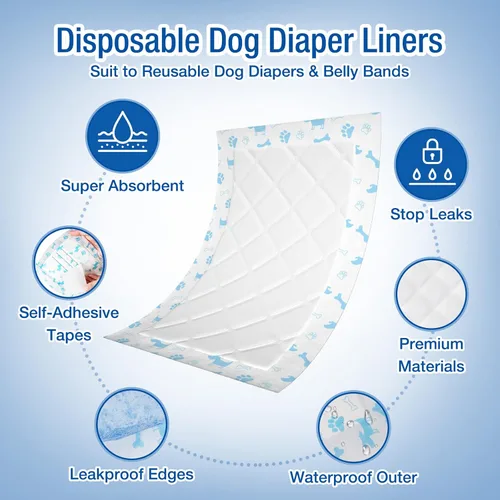 Miniatura 2 de Pet Soft Forros desechables para pañales para perros, almohadillas elevadoras para la mayoría de los pañales lavables para perros y bandas