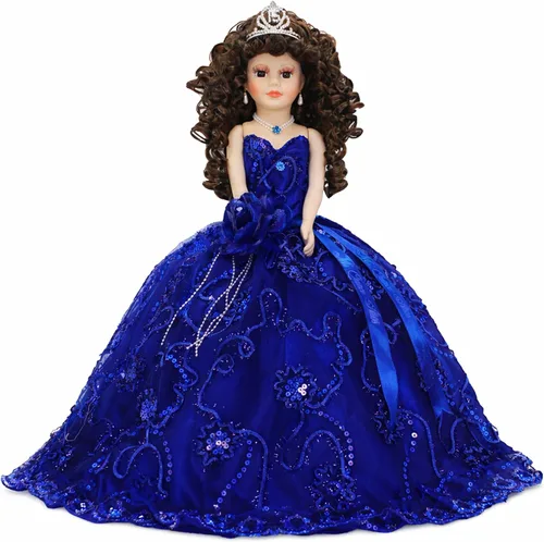 Miniatura 8 de Última muñeca de quinceañera de 18 pulgadas con soporte para vestido de paraguas – Última Muñeca Mis Quince Años Recuerdo, muñeca tradicional Rosa