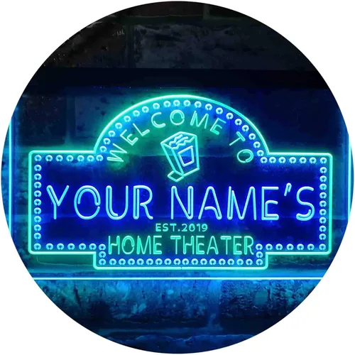 Miniatura 14 de ADVPRO Letrero de neón LED de doble color con tema de cine en casa, diseño personalizado de este año, azul y rojo, 16 x 12 pulgadas