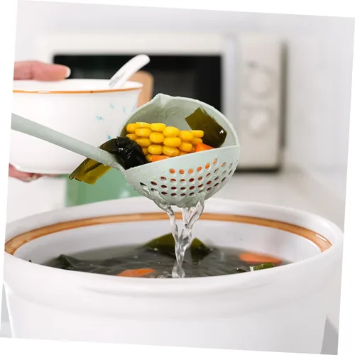 Miniatura 2 de Cuchara de sopa de paja de trigo 2 1 Cucharas de gachas de mango largo Cucharas de sopa Laddle Suministros de cocina Cuchara de paja de trigo