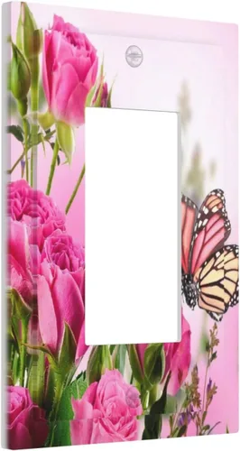 Miniatura 111 de Cubierta de interruptor de luz rosa brillante con purpurina de 1 banda, sin dispositivo, placa de pared en blanco decorativa para adolescentes, Rosa