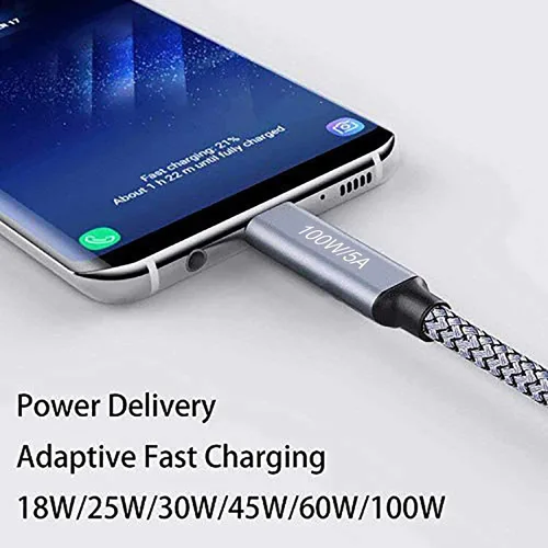 Miniatura 4 de Cable USB C a USB C de 100 W de 10 pies, cable largo de nailon USB 2.0 tipo C de carga rápida para MacBook Pro/Air, iPad Air/Pro, Samsung Galaxy S22