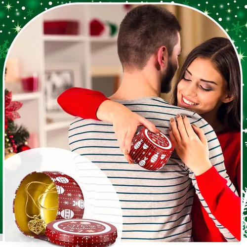 Miniatura 7 de Uiifan 48 latas de velas de Navidad, velas de metal para galletas, tarros de lata con tapas, latas retro de 8 onzas, recipientes redondos