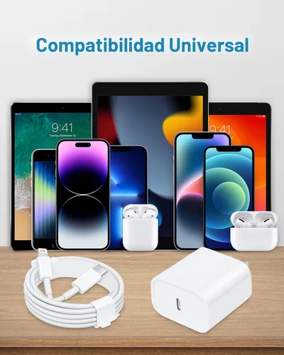 Miniatura 7 de CXX Cargador rápido para iPhone [3 unidades, certificado MFi], bloque PD USB-C de 20 W con cable de carga de 6 pies compatible con iPhone Blanco