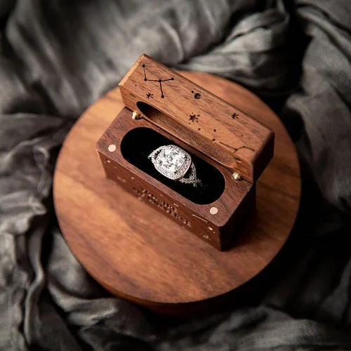 Miniatura 34 de MUUJEE Grow Old With Me Engraved Wooden Ring Box, Slim Engagement Proposal Ring Holder, Wedding Ceremony Ring Bearer Box, Fiance Gift Ideas