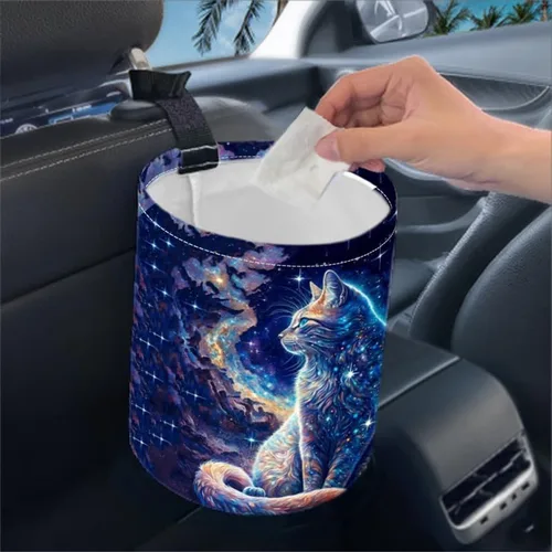 Miniatura 3 de Papelera portátil reutilizable impermeable para automóvil, organizador de vehículos multiusos, esenciales para viajes por carretera (abeja)