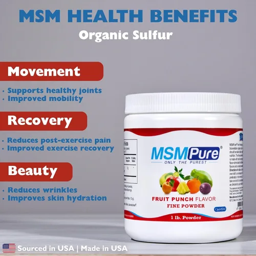 Miniatura 2 de KALA HEALTH MSMPure - Cristales en polvo de MSM finos con sabor a ponche de frutas de disolución rápida, MSM hechos en Estados Unidos para la salud