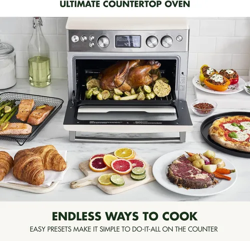 Miniatura 6 de GreenPan Horno de convección Elite 13 en 1 y freidora de aire, bandeja de cerámica sin PFAS y bandeja para pizza, estantes ajustables, ajustes Crema