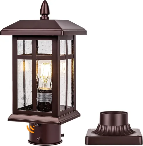 Miniatura 8 de Brilvibera 2 Paquetes Luces de Poste para Exteriores, Farol de Poste Negro Accesorio de Iluminación con Base de Montaje en Muelle, Farol de Poste