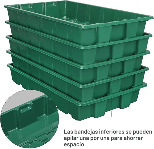 Miniatura 4 de MIXC Bandejas de Plántulas Bandeja Iniciadora de Semillas, Paquete de 5 Mini Propagador Kit de Invernadero de Plantas con Cúpulas Ventiladas de Verde
