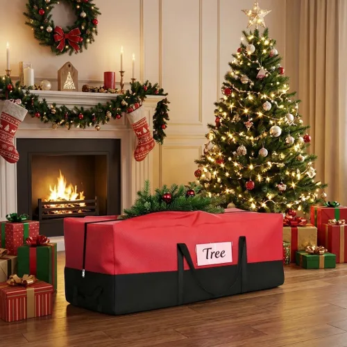 Miniatura 2 de PLTCAT Bolsa de almacenamiento para árbol de Navidad se adapta a árboles artificiales de hasta 10 pies de altura - Caja de almacenamiento para Rojo