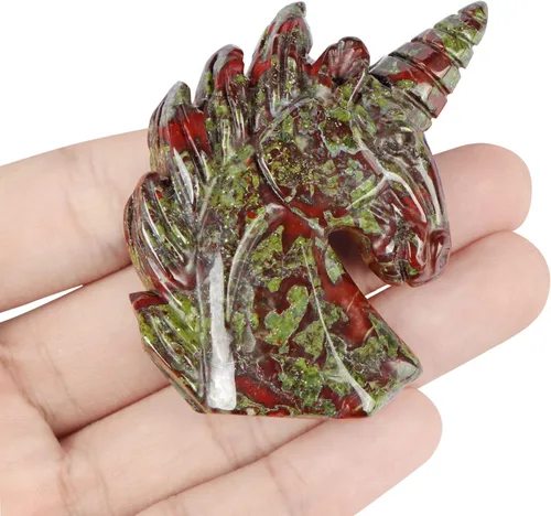 Miniatura 4 de Artistone Estatua de piedra preciosa de cristal de unicornio de 2 pulgadas, colección de esculturas tallada a mano con piedra curativa de Reiki