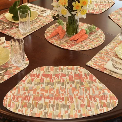Miniatura 4 de Britto Garden Party - Juego de dos manteles individuales en forma de cuña con estampado naranja