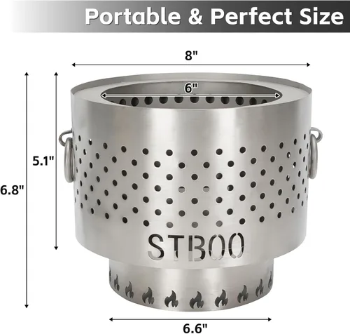 Miniatura 5 de Fogata de Mesa con Bandeja de Cenizas - Fogata Portátil de Mesa de Pellets de Bajo Humo Mini Fogata Personal para Interiores y Exteriores