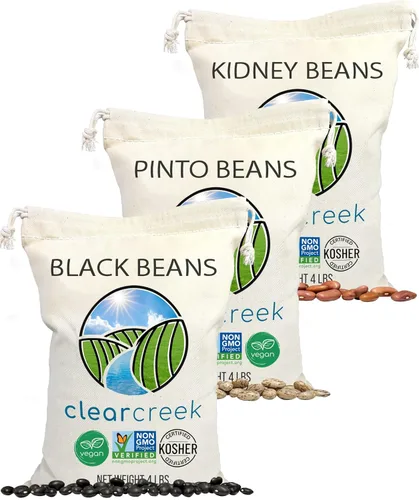 Miniatura 12 de CLEAR CREEK Frijoles negros cultivados en el estado de Washington 12 libras (bolsas de 3 a 4 libras) Sin OMG Vegano Kosher No irradiado