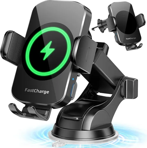 Miniatura 10 de Soporte inalámbrico 3 en 1 para cargador de automóvil, soporte de teléfono de carga rápida de 15 W para iPhone 17 16 15 14, Samsung Galaxy S24 S23