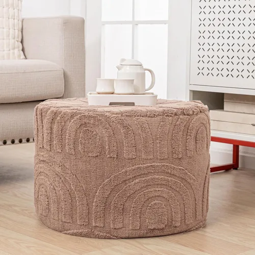 Miniatura 20 de Asuprui Reposapiés Otomano de Tela de Felpa – Puf de Espuma Suave de 20"x14" con Funda Extraíble Perfecto para Sala de Estar, Dormitorio y Lino