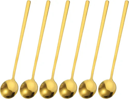 Miniatura 8 de uxcell 6 cucharas de café de acero inoxidable de 5 pulgadas, mini cucharadita de café para café, postre, helado, pastel, dorado, 6