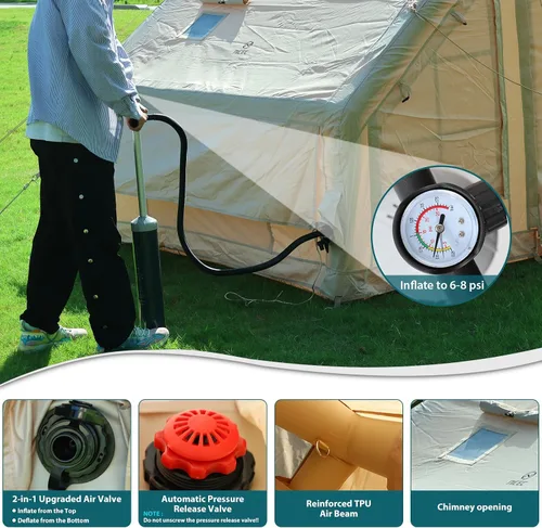 Miniatura 5 de Nice C Tienda de campaña inflable para acampar, tienda de campaña para adultos, tiendas de campaña hinchables, con bomba de aire, válvula de aire