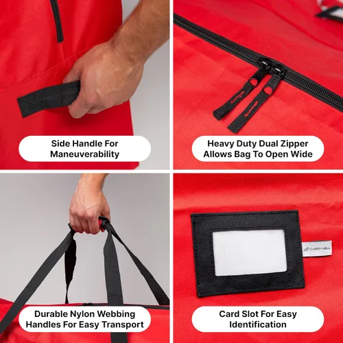Miniatura 4 de (No fabricada en China) Bolsa de almacenamiento resistente para árbol de Navidad de 9 pies, se adapta a árboles artificiales de hasta 9 pies, asas