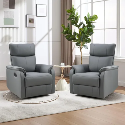Miniatura 22 de HAOMARKETS Silla reclinable basculante giratoria, sillón reclinable manual de imitación de cuero para adultos, sofá reclinable para cuarto del bebé