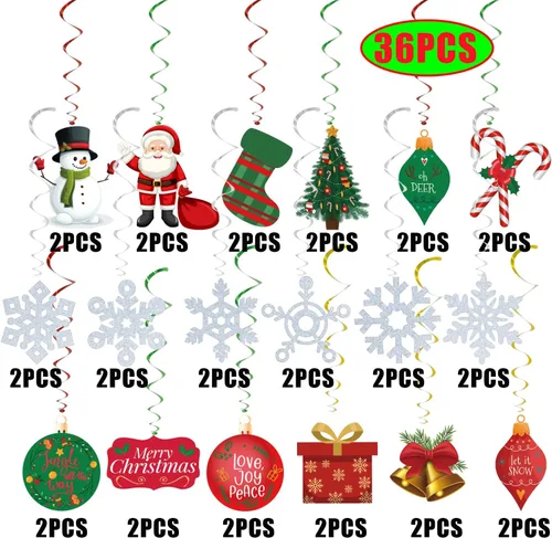 Miniatura 2 de GOER 36 unidades de decoraciones navideñas, remolinos colgantes para suministros de fiesta navideña