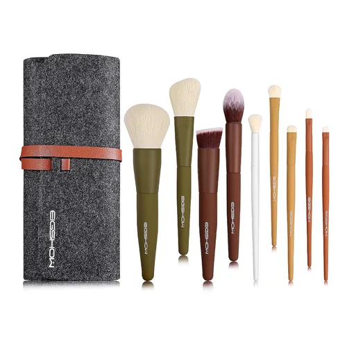 Miniatura 9 de EIGSHOW Juego de 5 brochas de maquillaje diario para base, polvo y delineador de ojos, vegano y libre de crueldad, kit de brochas de maquillaje Negro