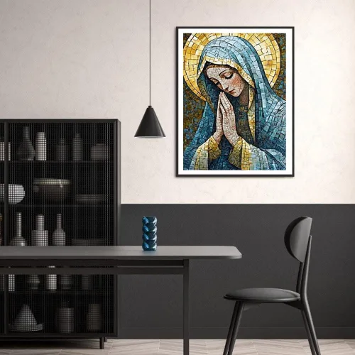 Miniatura 3 de MaiYiYi Kit de pintura de diamantes de oración de Virgen María, taladro redondo completo 5D, kit de punto de cruz, juego de pintura de diamante