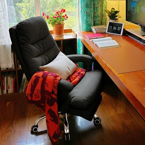 Miniatura 7 de Office Chair with Soft Cushion, High Backrest Gaming Chair, Executive Writing Chair with Footrest, Ergonomic Leather Computer Chair for Home Office