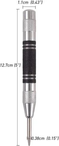 Miniatura 4 de Punzón central automático, paquete de 2, perforador central de 5 pulgadas con resorte, tensión ajustable, con 2 puntas de repuesto