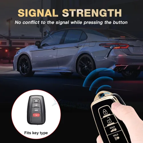 Miniatura 3 de x xotic tech Carcasa de TPU negra con sello completo para llavero de 4 botones antipolvo con llavero compatible con Toyota Camry RAV4 C-HR Avalon