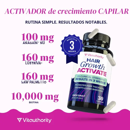 Miniatura 7 de Lustriva Suplemento para el Crecimiento del Cabello para Mujeres Lustriva y Vitaminas Bloqueadoras de DHT para Cabello Más Grueso y Abundante