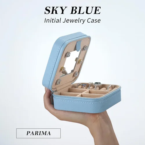 Miniatura 2 de Joyero de viaje para niñas, joyero azul con inicial L, joyero de viaje para niñas, joyero para niñas, accesorios de viaje en el aeropuerto