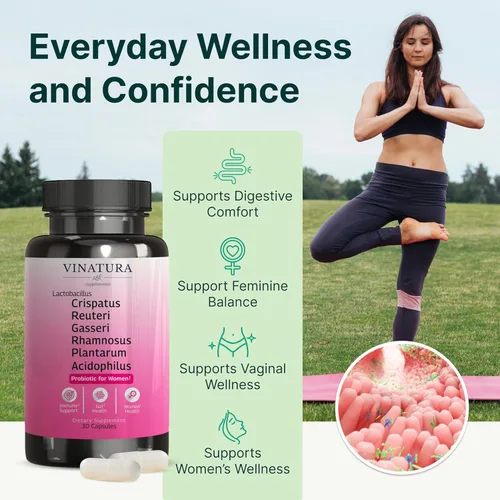 Miniatura 5 de VINATURA Lactobacillus Rhamnosus, Reuteri, Gasseri, Plantarum, Crispatus, Acidophilus Probióticos - Probióticos para mujeres *Hecho y probado