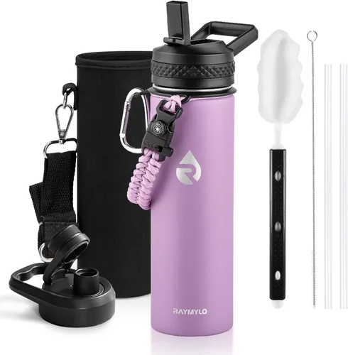 Miniatura 27 de RAYMYLO Botella de agua aislada de 24 onzas, de acero inoxidable con triple pared al vacío (fría durante 48 horas, caliente durante 24 horas), a