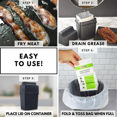 Miniatura 2 de Sistema de atrapador de grasa/contenedor de almacenamiento de grasa con doce bolsas de grasa desechables para grasa de tocino y eliminación