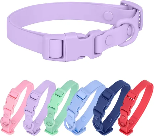 Miniatura 6 de Collar de perro impermeable de goma suave con hebilla de seguridad, collares ajustables para mascotas para perros pequeños, medianos y grandes L azul