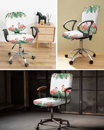 Miniatura 6 de Funda elástica para silla de oficina con diseño de flamenco de verano, funda de asiento para silla de computadora, fundas para respaldo, plantas
