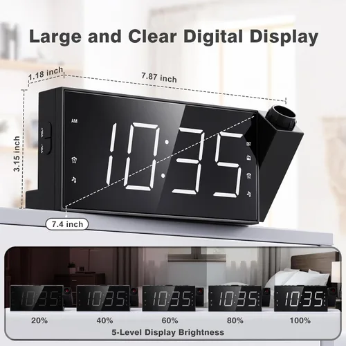 Miniatura 4 de Radio reloj despertador con visualización LED de 1.8 pulgadas, de carga USB, alarma dual, respaldo de batería (Versión actualizada) Mesqool AM/FM