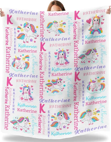 Miniatura 26 de Manta de forro polar personalizada para niños, adolescentes, niños y niñas, bebé, manta con nombre personalizado, manta mágica de arco iris, regalo