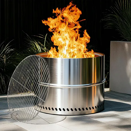 Miniatura 10 de HGD Chimenea sin humo de 20 pulgadas para exteriores, fogata de leña de acero inoxidable con combustión secundaria, estufa de patio trasero