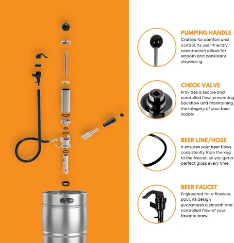 Miniatura 3 de FastRack Bomba de fiesta de 4 pulgadas, sonda de acero inoxidable, Grifo de cerveza de 4 pulgadas resistente, Acoplador de barril completo