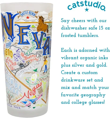 Miniatura 5 de Catstudio Vaso para beber, vaso de vidrio esmerilado Nevada para cocina, vasos para beber, vaso de 15 onzas apto para lavavajillas, para amantes