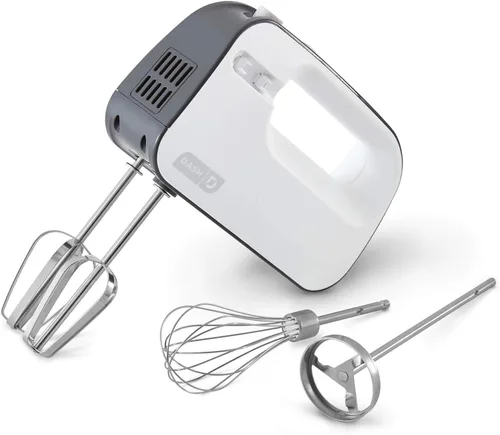 Dash SmartStore - Batidora de mano eléctrica para hornear todos los días, potencia de 3 velocidades y botón eyector de batidor de un solo toque, Gris