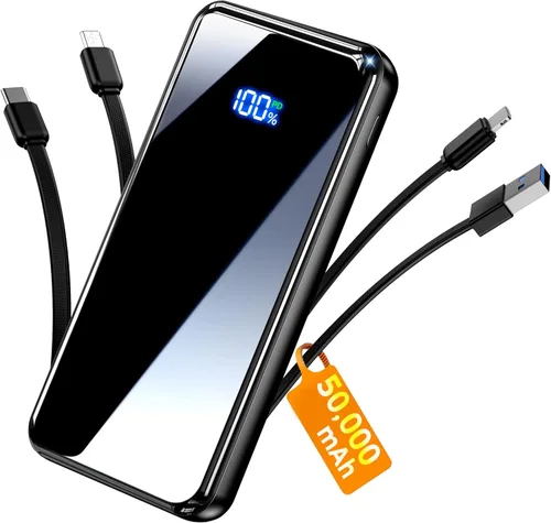 Miniatura 10 de Portable Charger,50000mAh Power Bank Built-in Cable, 22.5W PD USB C In & Out Fast Charging, External Battery Pack with 6 Output & 2 Input, Travel