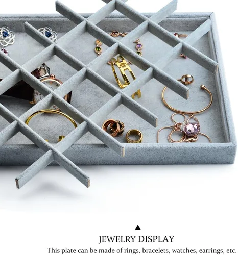 Miniatura 3 de Oirlv - Bandejas de terciopelo apilables para joyas organizador de joyas bandejas de almacenamiento